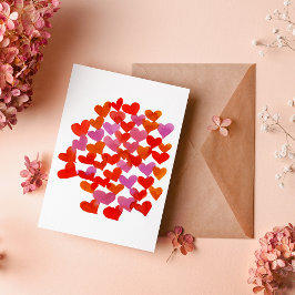 Tarjeta corazones el día de San Valentín - rosa y naranja