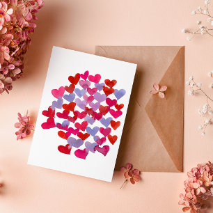 Tarjeta corazones el día de San Valentín - violeta y magen