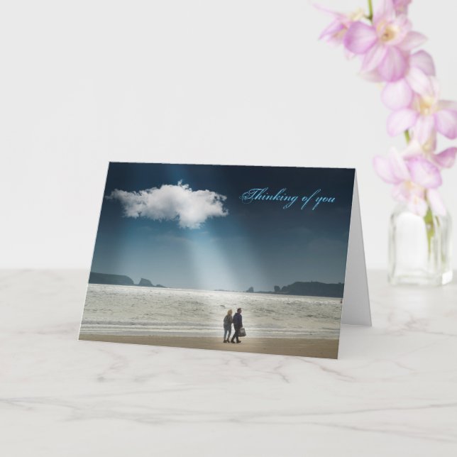Tarjeta Corazones en una playa. (Orquídea)