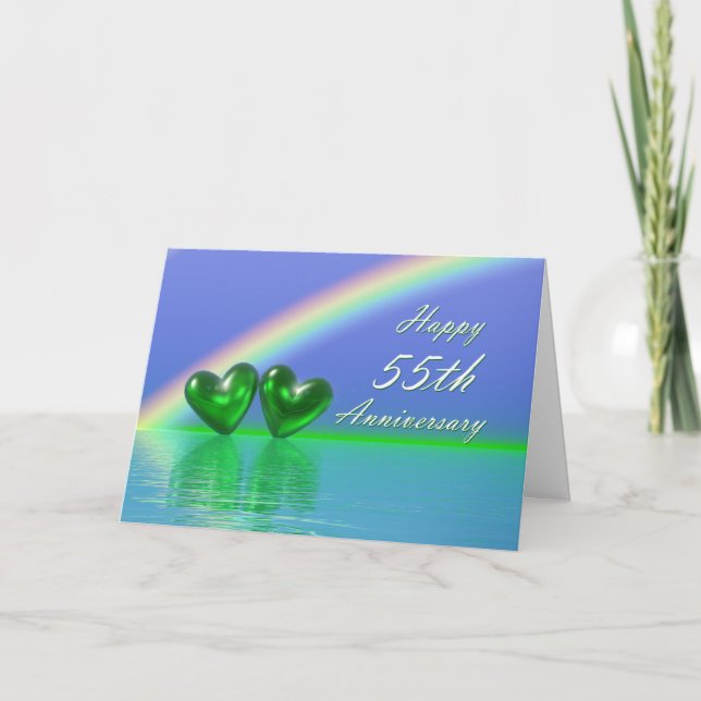 Tarjeta Corazones Esmeraldas en el 55° aniversario (Anverso)