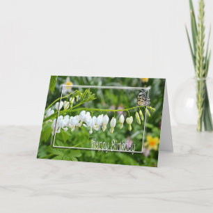 Tarjeta Corazones florales blancas de cumpleaños