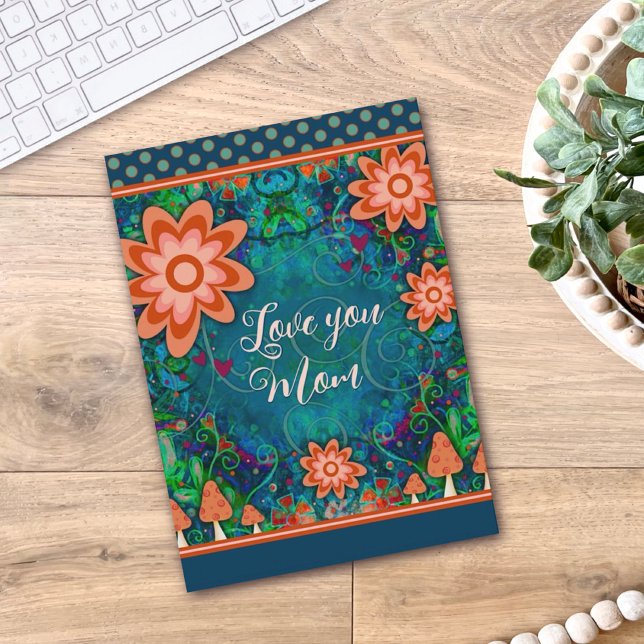 Tarjeta Corazones florales hongos Bonito el único día de l (Subido por el creador)