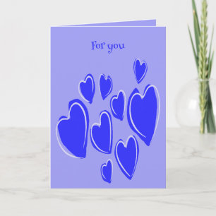 Tarjeta Corazones Lindos Dibujados a Mano Azules Doodle Ro