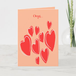 Tarjeta Corazones Lindos Dibujados a Mano Rojo Intenso Doo