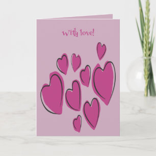 Tarjeta Corazones Lindos Dibujados a Mano Rosa Doodle Romá