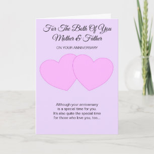 Tarjeta Corazones Madre Y Padre Aniversario Personalizado