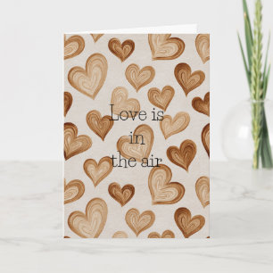 Tarjeta Corazones Marrones Crema Rayas Amor