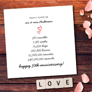 Tarjeta Corazones minimalistas Felices 30 años Bodas