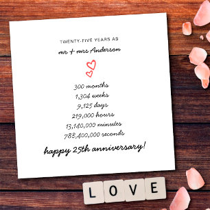 Tarjeta Corazones Minimalistas Feliz 25 Aniversario de Bod