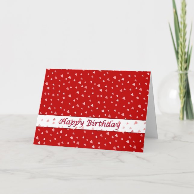 Tarjeta Corazones minúsculos del feliz cumpleaños en (Anverso)