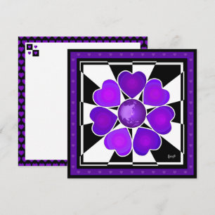 Tarjeta Corazones Morados Late