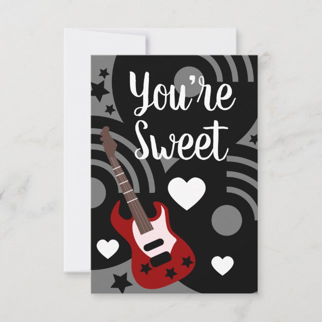 Tarjeta Corazones musicales de la guitarra de San Valentín (Anverso)