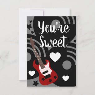 Tarjeta Corazones musicales de la guitarra de San Valentín