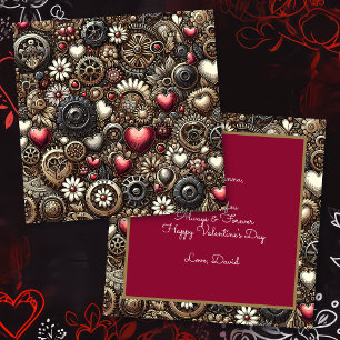 Tarjeta Corazones personalizados de Steampunk Día de San V