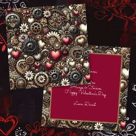 Tarjeta Corazones personalizados de Steampunk San Valentín