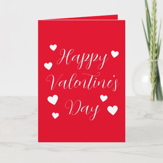 Tarjeta Corazones rojos blancos felices día de San Valentí (Anverso)