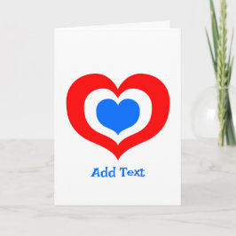 Tarjeta Corazones Rojos, Blancos y Azules