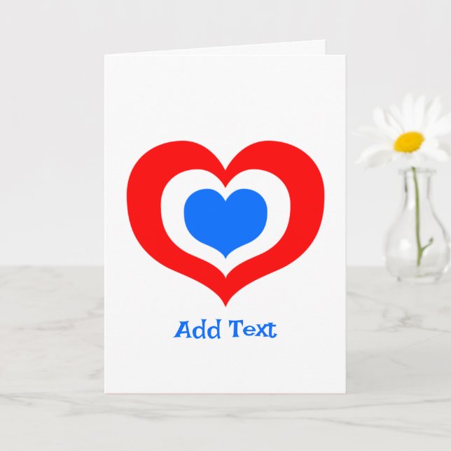 Tarjeta Corazones Rojos, Blancos y Azules (Planta pequeña)