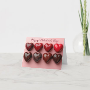 Tarjeta Corazones rojos con sombra saludando a Valentine