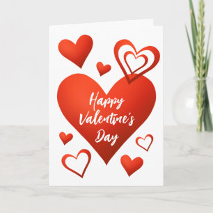 Tarjeta Corazones rojos Feliz Día de San Valentín saludo