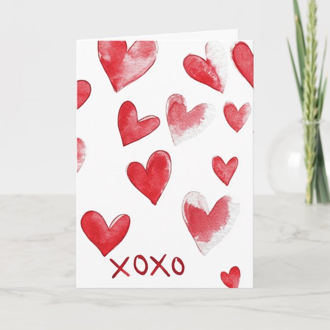 Tarjeta Corazones Rojos XOXO (Anverso)