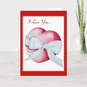 Tarjeta corazones rojos y arco blanco con verso de amor co