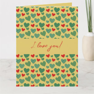 Tarjeta Corazones Rojos y Verdes