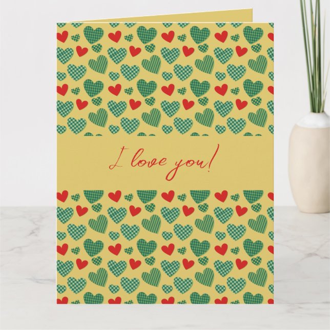 Tarjeta Corazones Rojos y Verdes (Anverso)