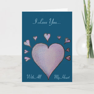 Tarjeta corazones románticos con verso de amor para San Va