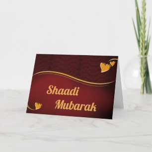 Tarjeta Corazones románticos Rojo y Dorado Shaadi Mubarak