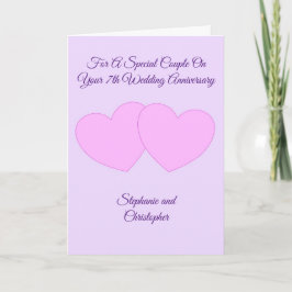 Tarjeta Corazones rosados Aniversario de bodas personaliza