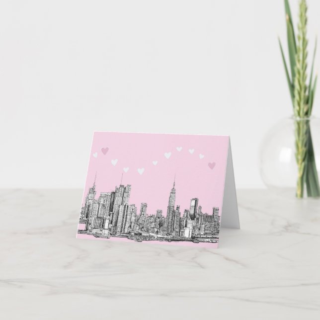 Tarjeta Corazones rosados de NYC (Anverso)