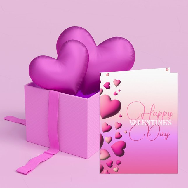 Tarjeta Corazones rosados felices Día de San Valentín (Subido por el creador)