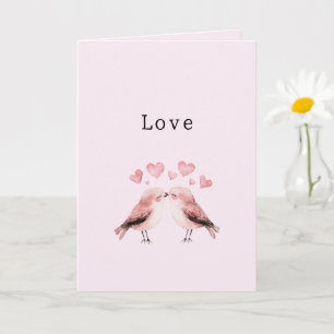 Tarjeta Corazones rosados pájaros de amor Día de San Valen