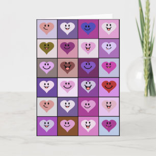 Tarjeta Corazones rosados y púrpuras