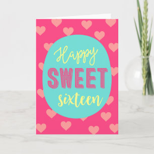 Tarjeta Corazones Rosas Feliz Dulce Dieciséis