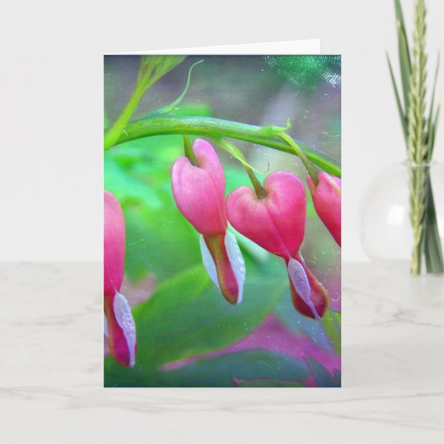 Tarjeta Corazones Sangrantes Flores Blanqueadas Dentro De  (Anverso)