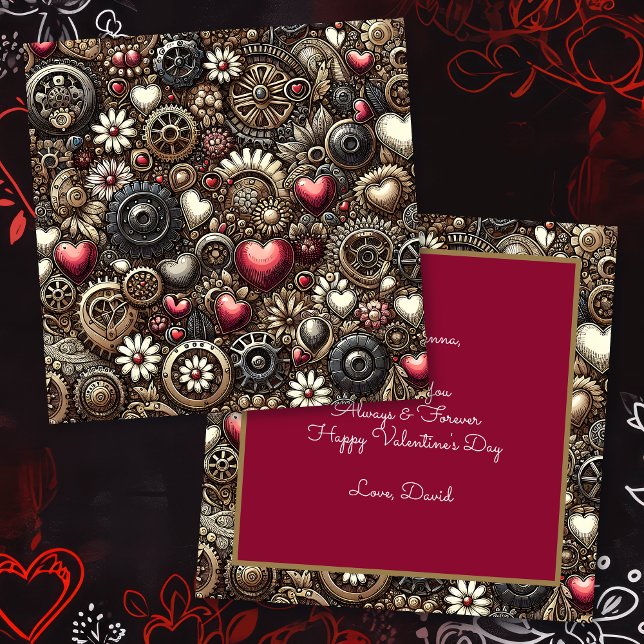 Tarjeta Corazones Steampunk Personalizados Día de San Vale (Subido por el creador)