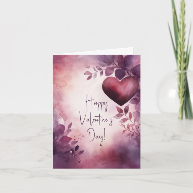 Tarjeta Corazones y flores saludo de San Valentín (Anverso)