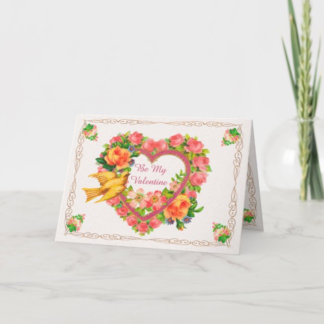 Tarjeta Corazones y Rosas Fancy Romance Valentine Card (Anverso)