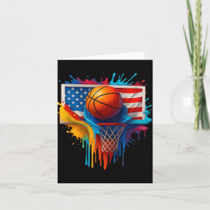 Tarjeta Corbata de baloncesto colorida de tinte de bandera