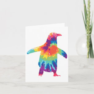Tarjeta Corbata de Penguin Silueta Teñido Retro Groovy Hip