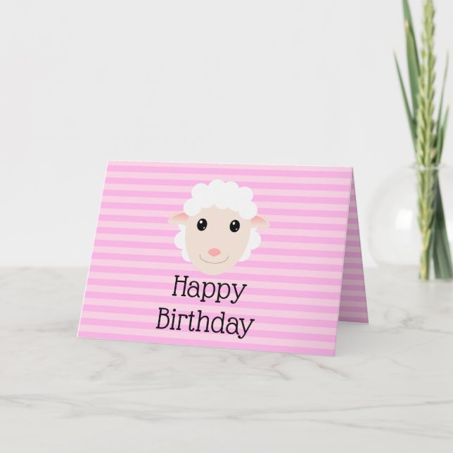Tarjeta Cordero de cumpleaños feliz (Anverso)