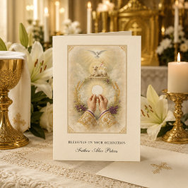 Tarjeta Cordero de Dios Eucaristía Sacerdote Ordenación Be