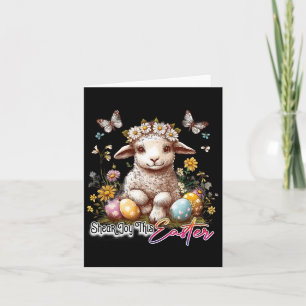 Tarjeta Cordero de Pascua - Colorida Pascua Vintage