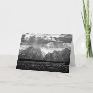 Tarjeta Cordillera magnífica de Teton en blanco y negro