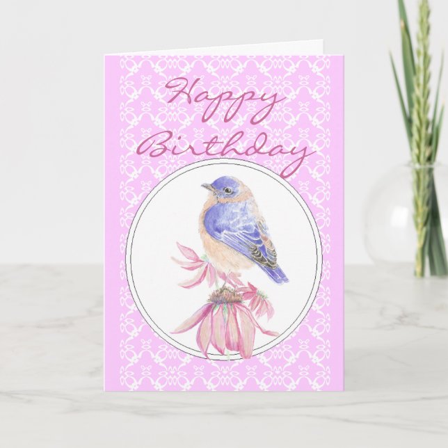 Tarjeta Cordón y rosa, escritura del cumpleaños de la flor (Anverso)