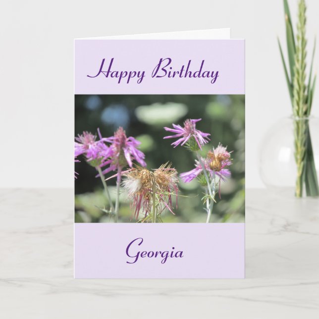Tarjeta Corfu Lilac Wildflowers Cumpleaños (Anverso)