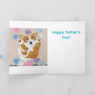 Tarjeta Corgi and Butterflies Happy Father's Day