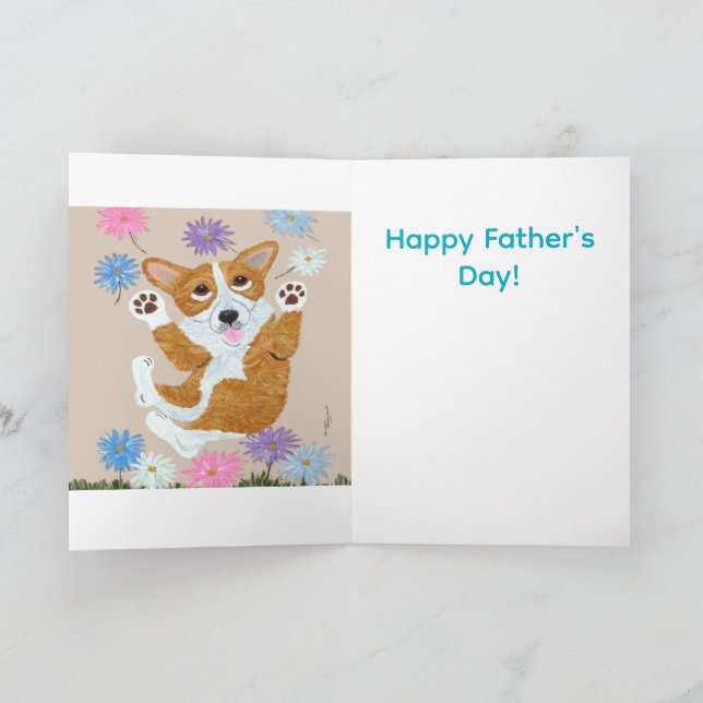 Tarjeta Corgi and Butterflies Happy Father's Day (Interior)